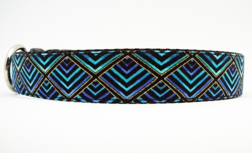 Dog Collar - "Shake Your Tail Feather" So Cute in Shades of Peacock Plumage